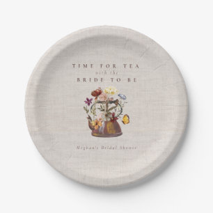 Watercolor Wildflower Tea Party Bridal Shower Paper Plate
