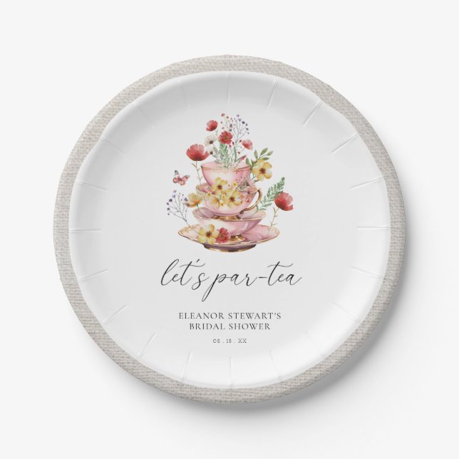 Watercolor Wildflower Tea Party Bridal Shower Paper Plate (Front)