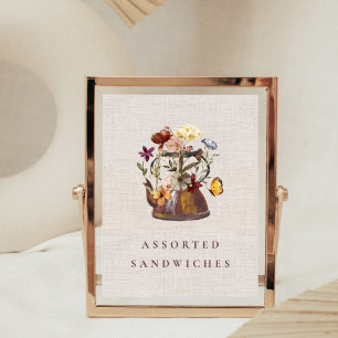 Watercolor Wildflower Tea Party Vintage Food Sign