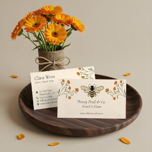 Watercolor Wildflower Vintage Honey Bee Floral Business Card