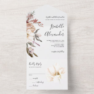 Watercolor Wildflower Wedding All In One Invitatio Invitation