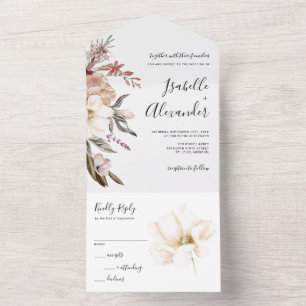 Watercolor Wildflower Wedding All In One Invitation