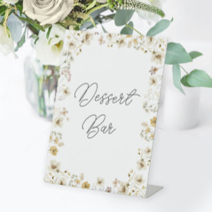 Watercolor Wildflower Wedding Dessert Bar Pedestal Sign