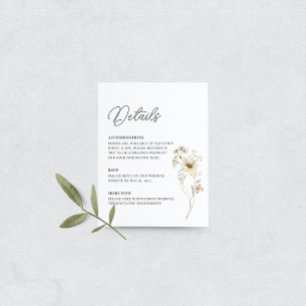 Watercolor Wildflower Wedding Details Enclosure Card