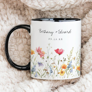 Watercolor Wildflower Wedding Favour Coffee Mug