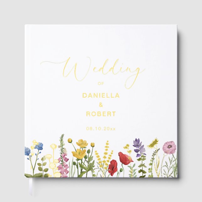 Watercolor Wildflower Wedding Floral Guest Book (Front)
