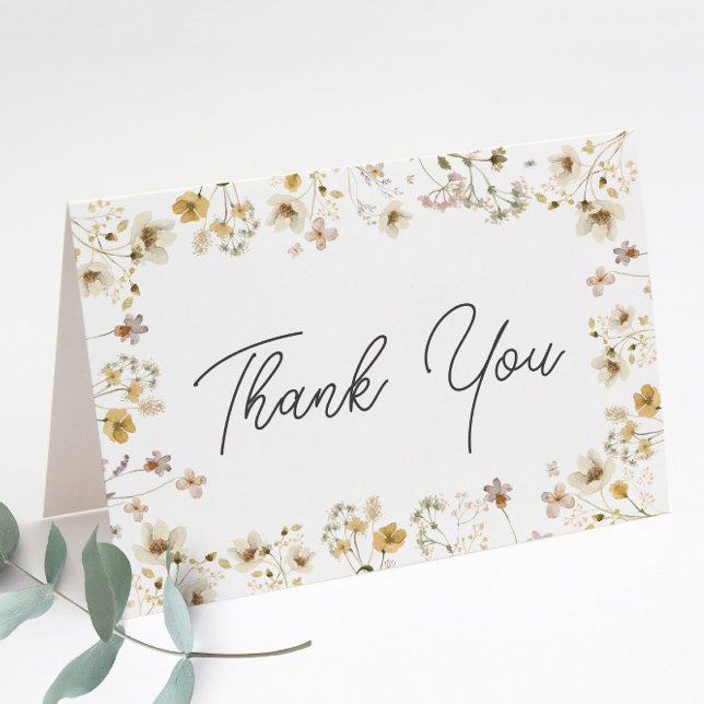Watercolor Wildflower Wedding Folded Thank You Card (Creator Uploaded)