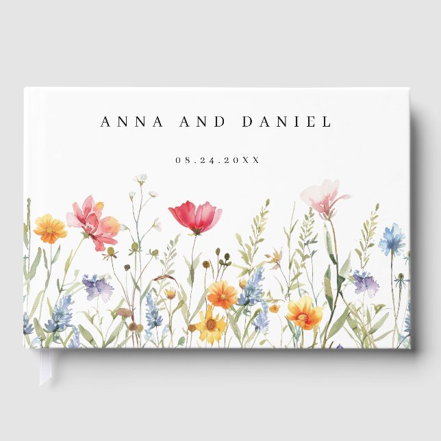 Watercolor Wildflower Wedding Guest Book (Front)