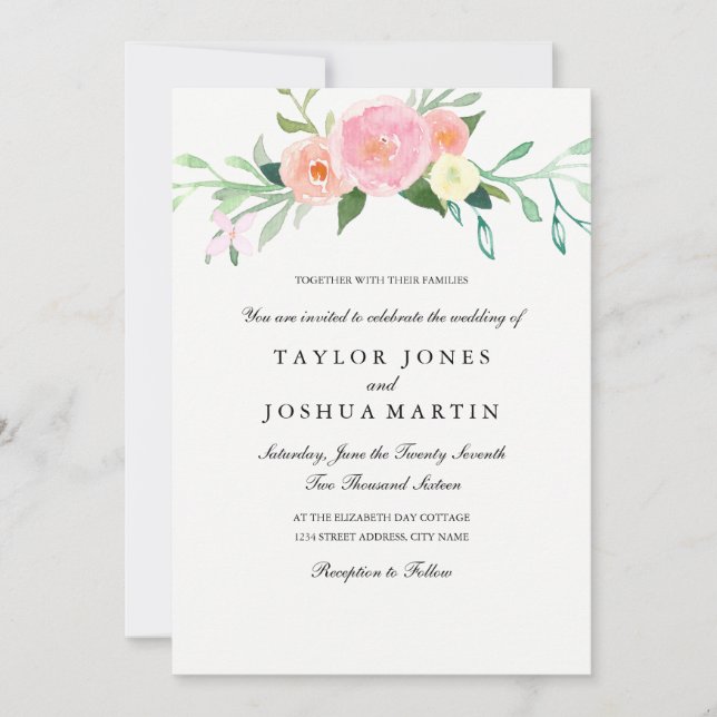 Watercolor Wildflower Wedding Invitation (Front)