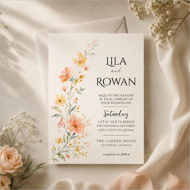 Watercolor Wildflower Wedding Invitation (Creator Uploaded)