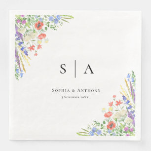 Watercolor Wildflower Wedding Napkins