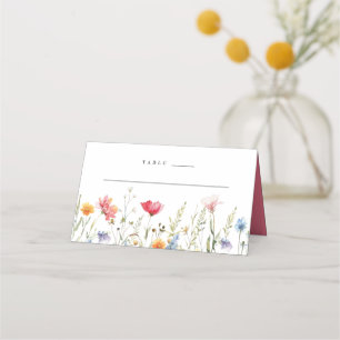Watercolor Wildflower Wedding Place Card
