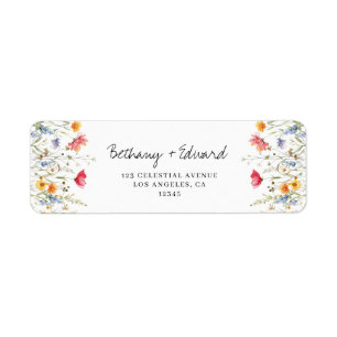 Watercolor Wildflower Wedding Return Address