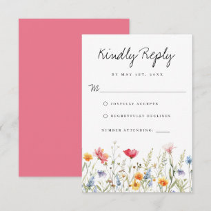 Watercolor Wildflower Wedding RSVP Card