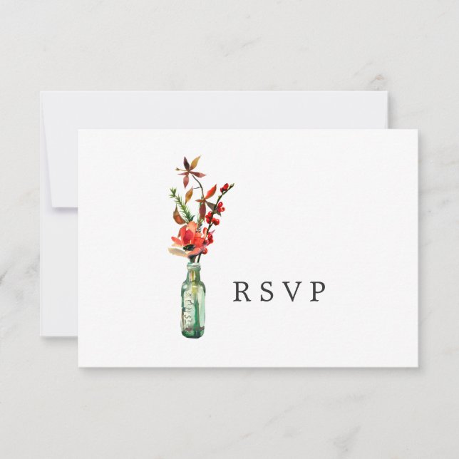 Watercolor Wildflower wedding RSVP Card (Front)