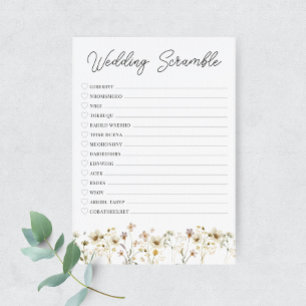 Watercolor Wildflower Wedding Scramble Card
