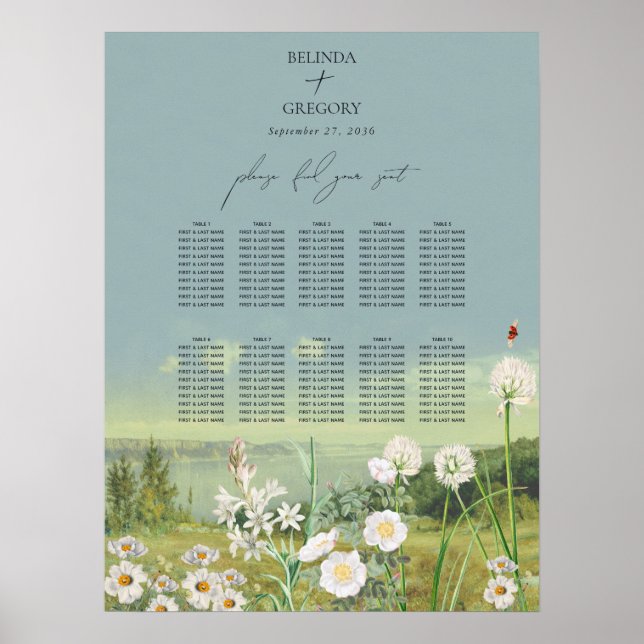 Watercolor Wildflower Wedding Seating Chart (Front)