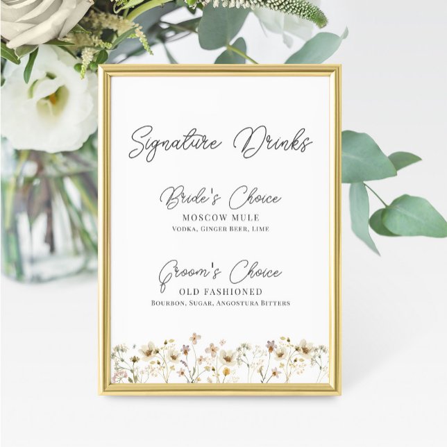 Watercolor Wildflower Wedding Signature Drink Sign (Creator Uploaded)