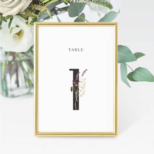 Watercolor Wildflower Wedding Table Number 1 (Creator Uploaded)