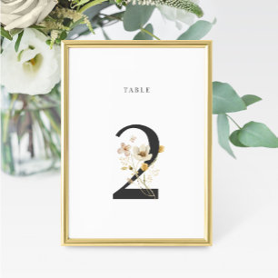 Watercolor Wildflower Wedding Table Number 2
