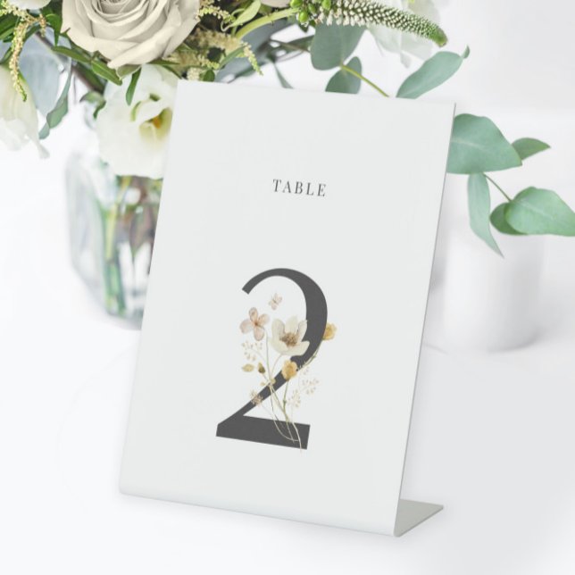Watercolor Wildflower Wedding Table Number 2 Pedestal Sign (Creator Uploaded)