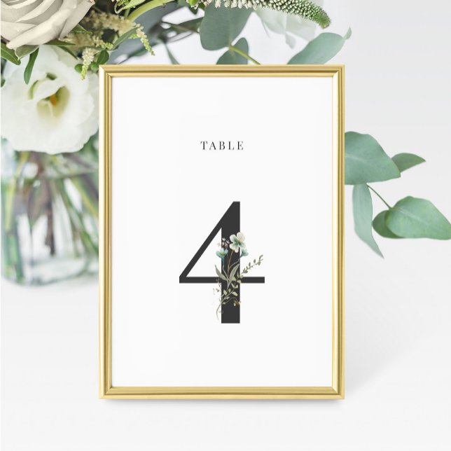 Watercolor Wildflower Wedding Table Number 4 (Creator Uploaded)