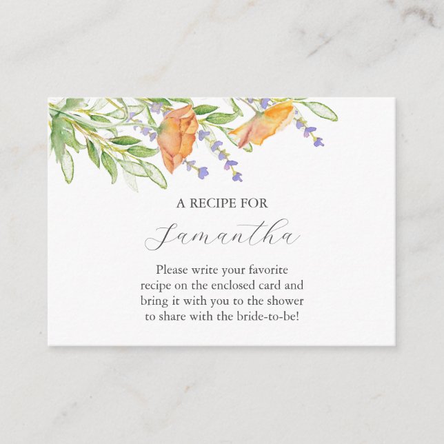 Watercolor Wildflower Wedding Theme Enclosure Card (Front)