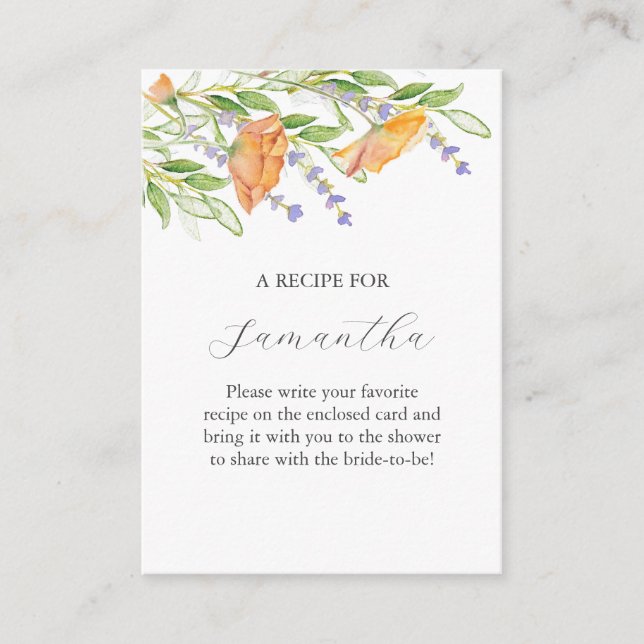 Watercolor Wildflower Wedding Theme Enclosure Card (Front)