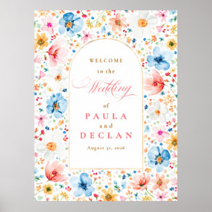 Watercolor Wildflower Wedding Welcome Sign