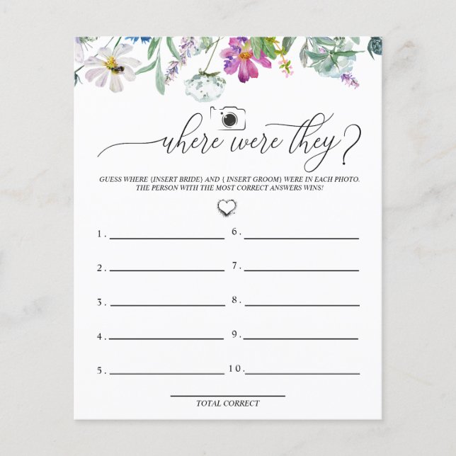 Watercolor Wildflower | Where Were They | Games (Front)
