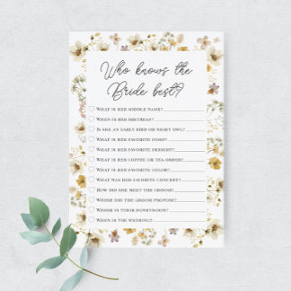Watercolor Wildflower Who Knows the Bride Card