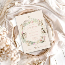 Watercolor Wildflower Woodland Animals Baby Shower