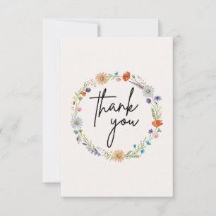 Watercolor Wildflower Wreath Thank You Card