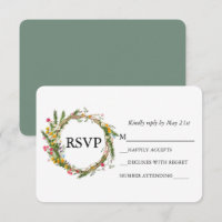 Watercolor Wildflower Wreath Wedding Sage Green