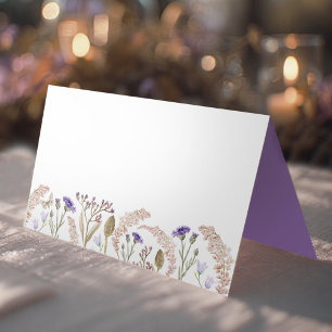 Watercolor wildflowers and grasses fall wedding place card
