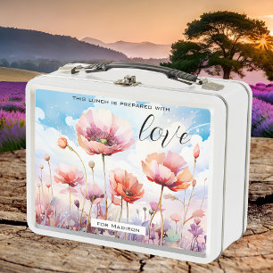 Watercolor Wildflowers Artistic  Metal Lunch Box
