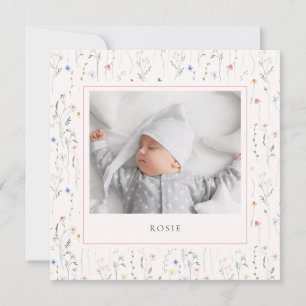 watercolor wildflowers Baby Birth Announcement