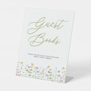 Watercolor Wildflowers Baby Shower Guest Books Pedestal Sign