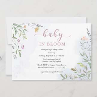 Watercolor Wildflowers Baby Shower Invitation