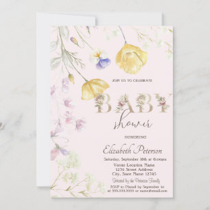 Watercolor Wildflowers Baby Shower Invitation