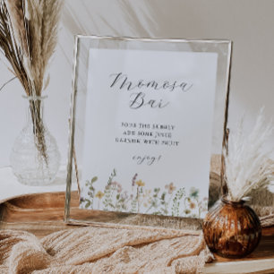Watercolor Wildflowers Baby Shower Momosa Bar Poster