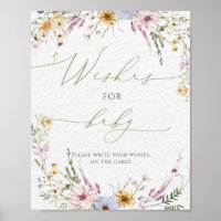Watercolor Wildflowers Baby Shower Wishes