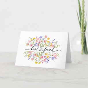 Watercolor WildFlowers Best Friend Thank You Card