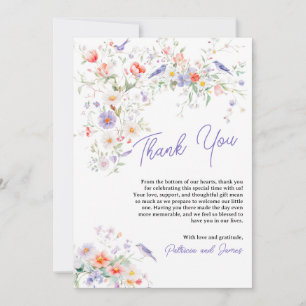 Watercolor Wildflowers Birds Baby Shower Thank You