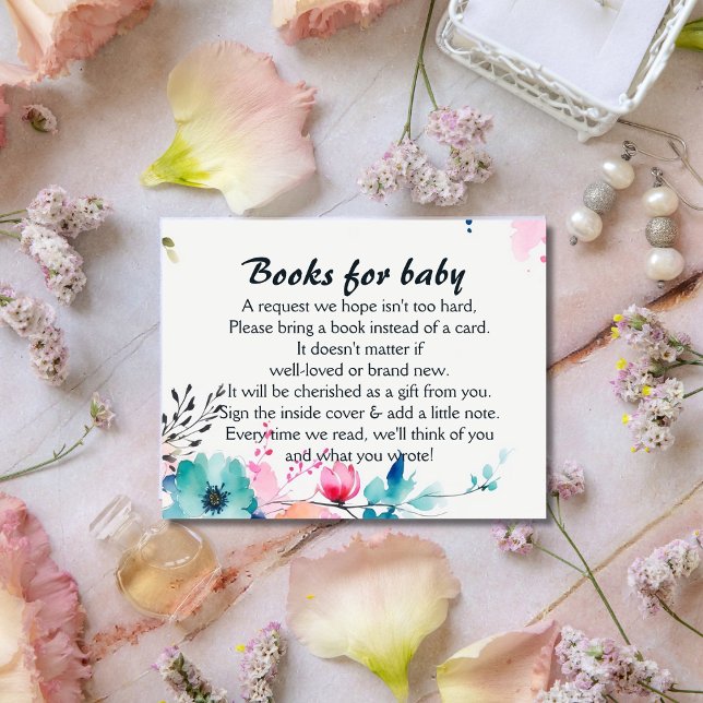 Watercolor Wildflowers Blooming Baby Book Request Enclosure Card (Creator Uploaded)