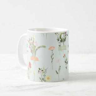 Watercolor Wildflowers Botanical Pattern Coffee Mug