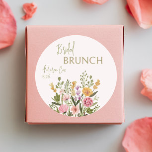 Watercolor Wildflowers Bridal Brunch Round Labels
