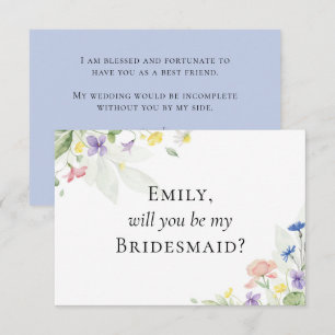 Watercolor Wildflowers Bridal Party Proposal Card
