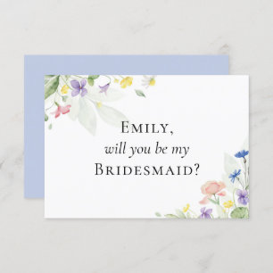 Watercolor Wildflowers Bridal Party Proposal Card