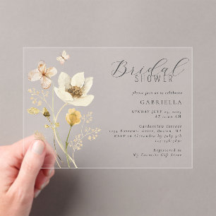 Watercolor Wildflowers Bridal Shower Acrylic Invitations